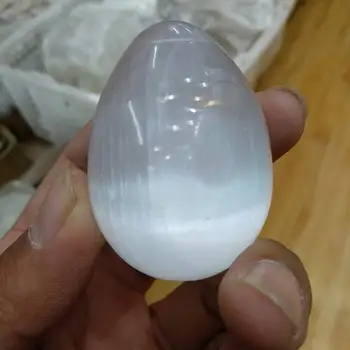 

1PCS 55mm NATURAL Gypsum Selenite Satin Spar Crystal Egg Gift