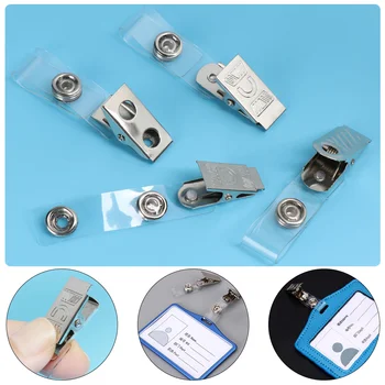 

4Styles Retractable ID Card Badge Reel Skipping Metal Pull Clips Key Name Tag Card Clip Holders Binder Stationary Lanyard Clip