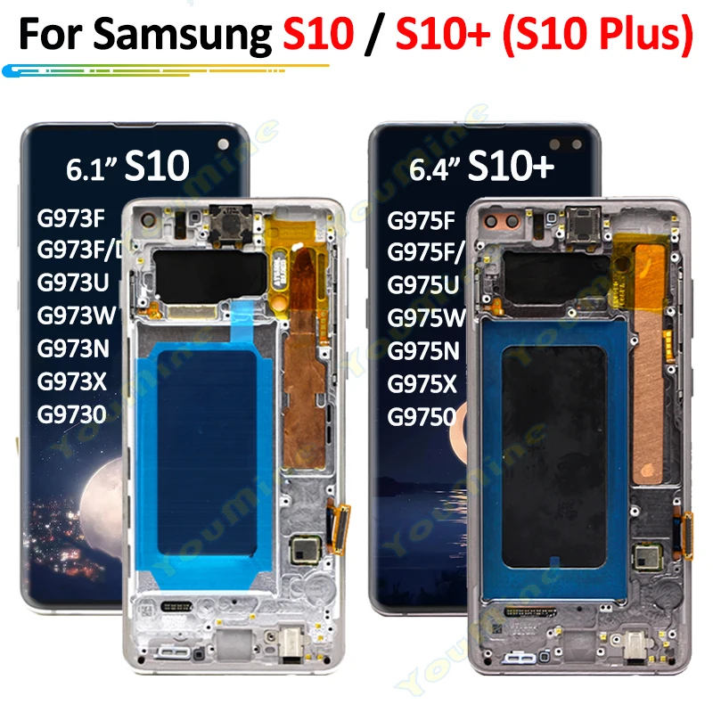 AMOLED для SAMSUNG S10 Plus G973 ЖК-экран + сенсорная панель дигитайзер Galaxy S10plus G975 LCD |