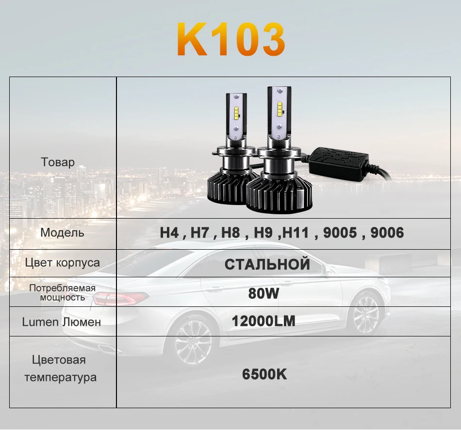 Супер яркий 360 градусов диод H7 светодиодный головной светильник Turbo H4 9005 HB3 9006 HB4 9003 Hi/Li ion аккумулятор светодиодный H8 H11 мини Автомобильная Противо-Туманная светильник 6500K лампа