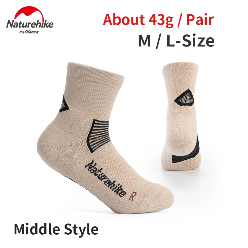 Naturehike Fitness Right Angle Socks Outdoor Sports Breathable Comfortable Coolmax Socks Short/Medium/Long 3 Styles Run Camping