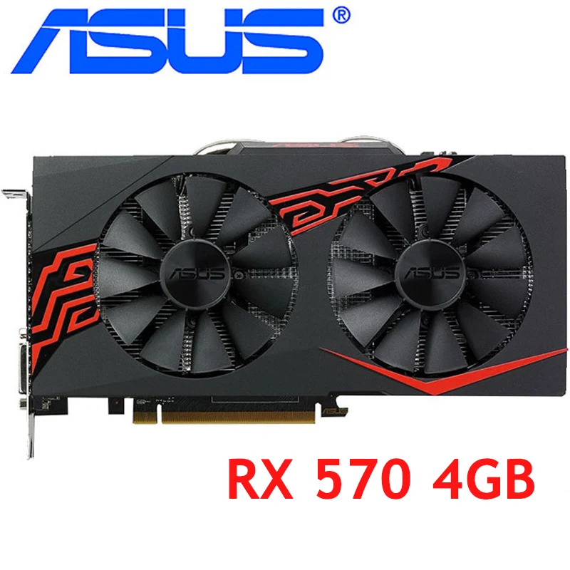 Видеокарта ASUS RX 570 4 Гб 256Bit GDDR5 видеокарты для AMD RX 500 серии VGA карты RX570 4 Гб RX570 DisplayPort HDMI DVI б/у