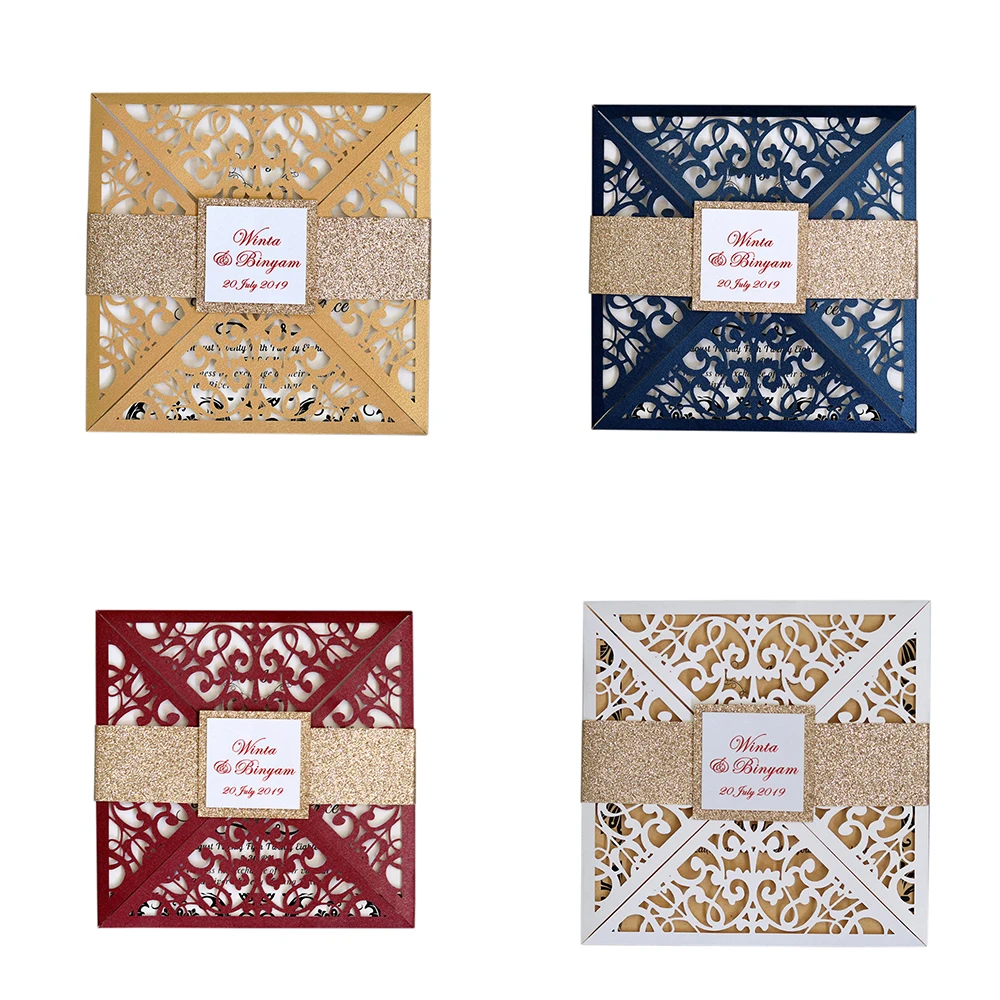  Popular 10pcs Flower Lace Hollow Laser Cut Wedding Invitations Card Greeting Cards Valentine's Day  - 4.00028E+12