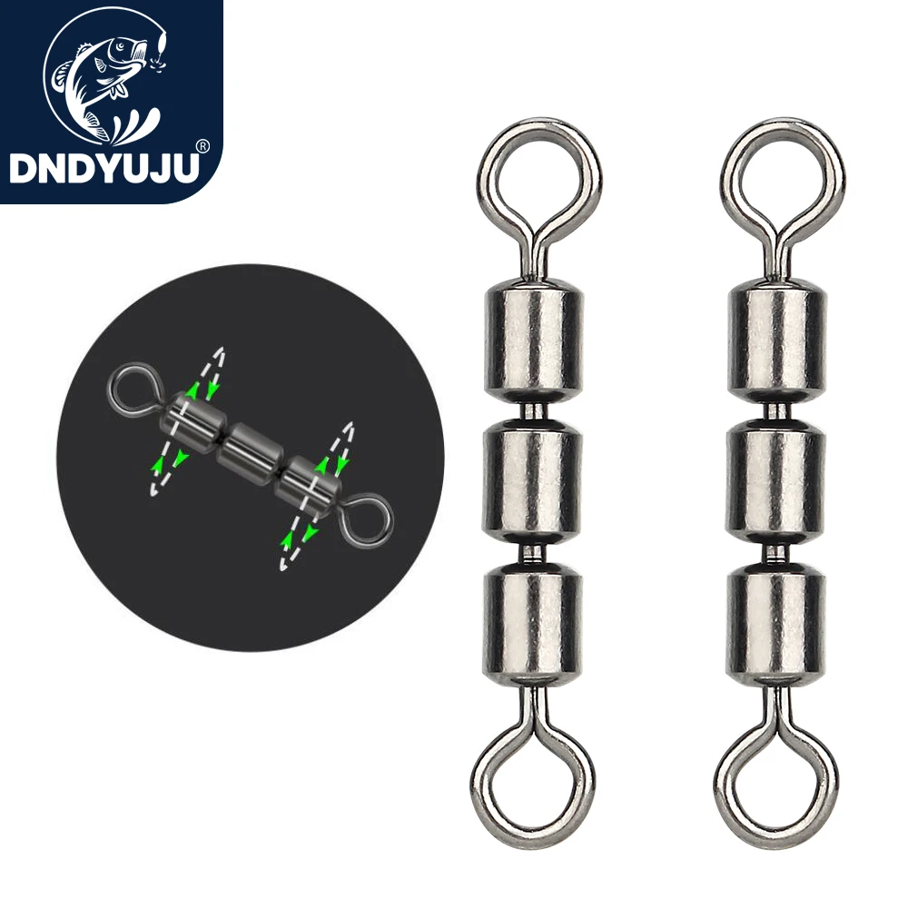 DNDYUJU 20PCS High Speed Three Rollers Barrel Ball Bearing Swivel Solid Rings Fishing Connector FishHooks Accessories | Спорт и