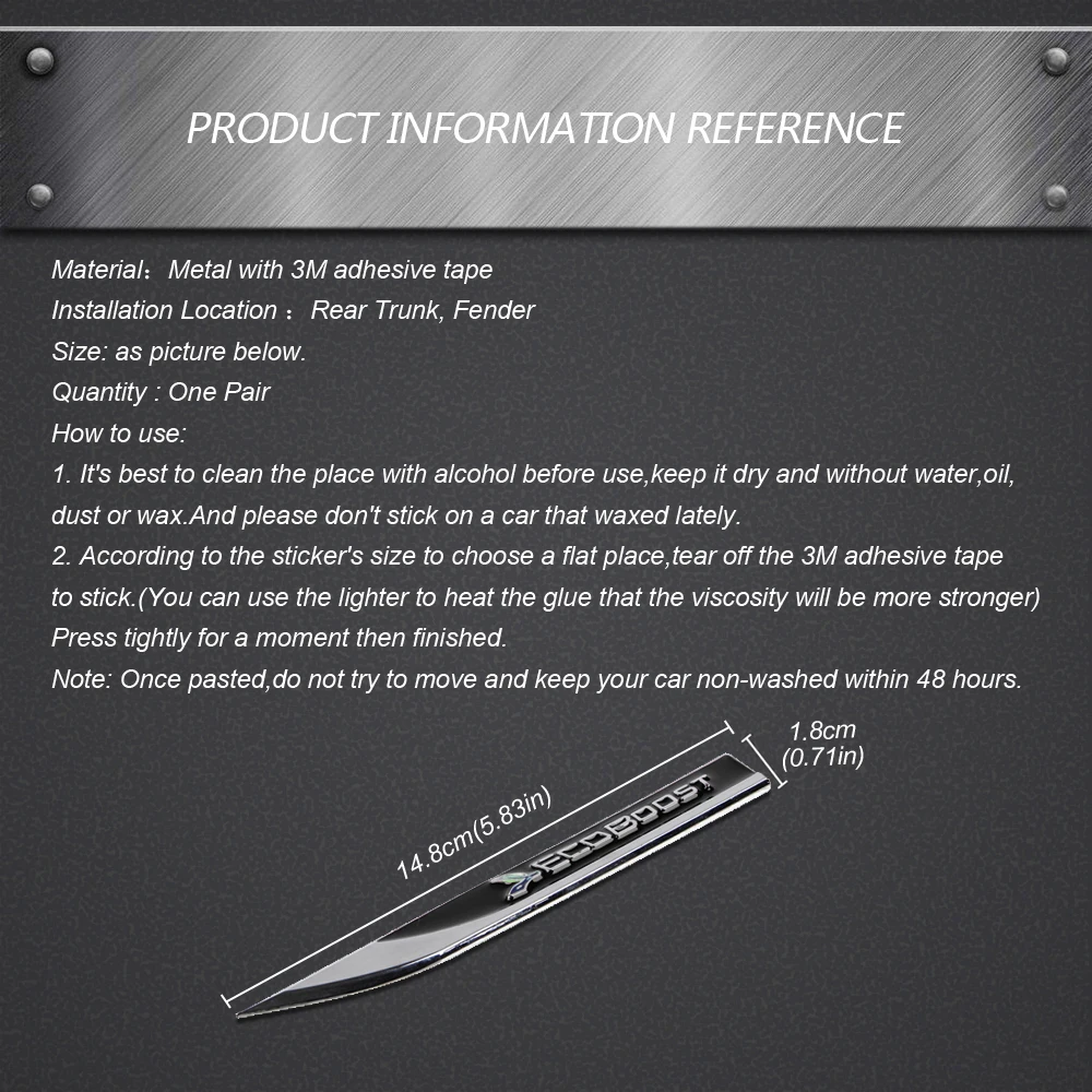 Автомобильный Кранец боковой Стикер металлический ECOBOOST авто значок эмблема