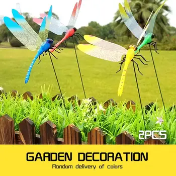 

2PCS Lifelike Creative Beautiful Dragonfly Garden Decor Lawn Decoration Garden Ornament 3D Grassland Yard Gardening Insect