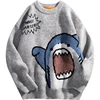 Shark Sweater Men Winter Cartoon Harajuku Korean Y2k Oversized Turtleneck Hip Hop Loose Knit Jumper Pullover High Collar Sweater 3