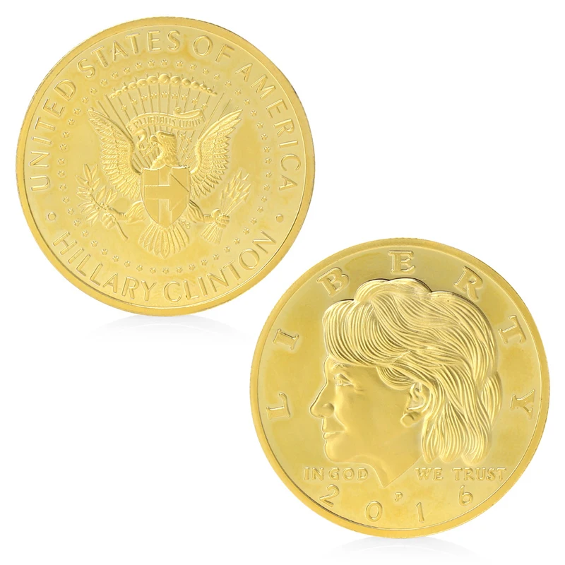 

Gold Plated Hillary Clinton In God We Trust Commemorative Challenge Coin Gifts