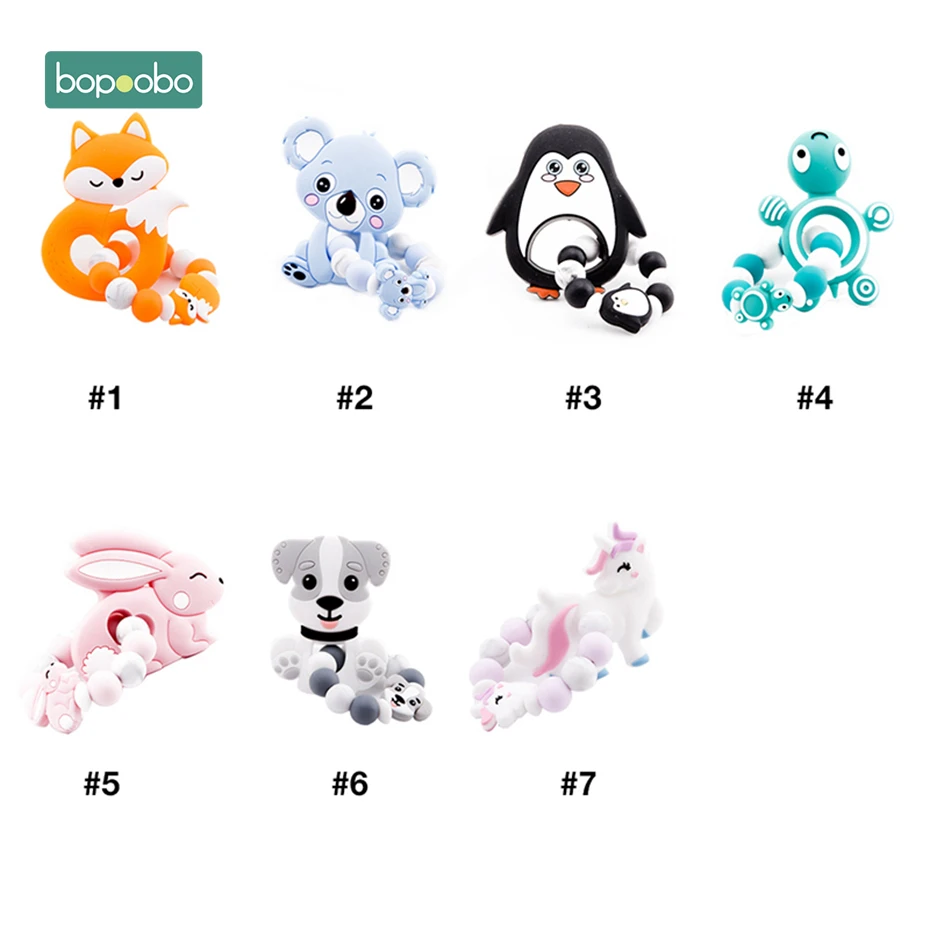 Bopoobo 1 шт. Силиконовые Прорезыватели Для Прорезыватели в форме животных DIY ювелирные изделия для прорезывания зубов браслет BPA бесплатные Детские продукты