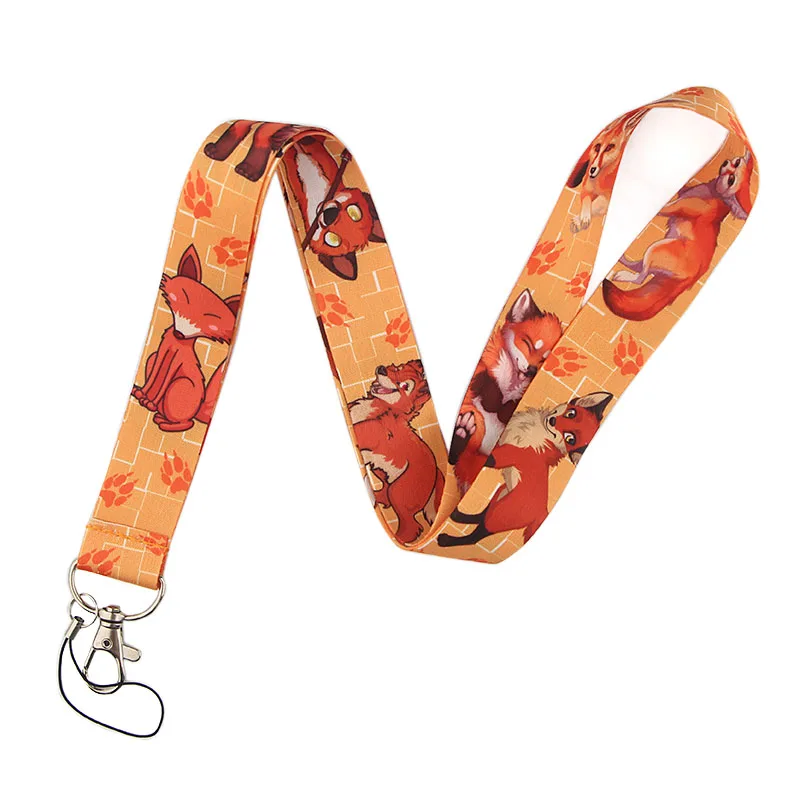 PC225 животное лиса Леопардовый брелок Lanyards держатель удостоверения личности ID карта Пропуск Тренажерный зал мобильный телефон USB бейдж держатель ключевой ремень