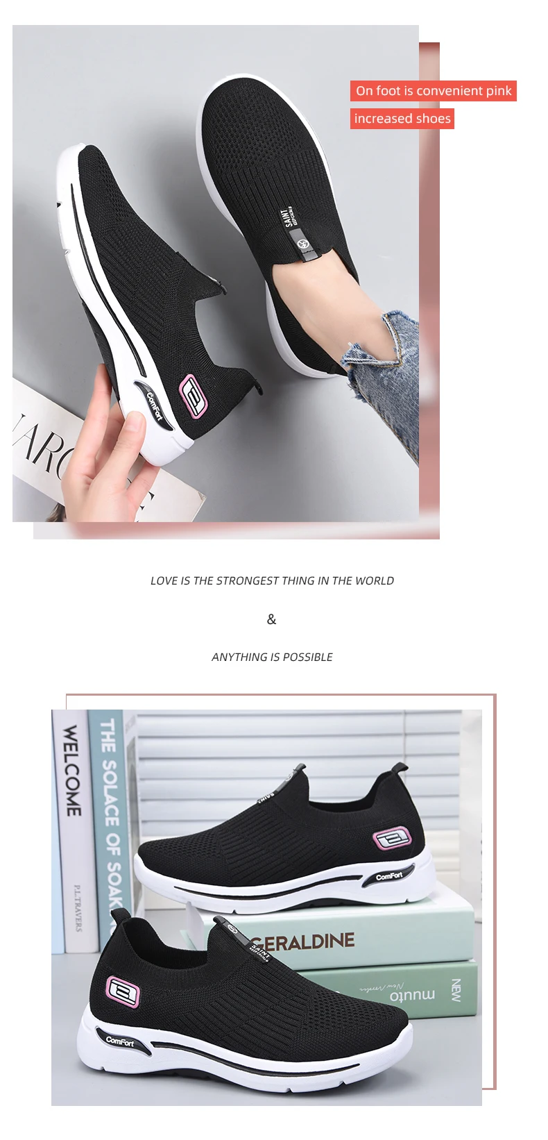 2021 Women Vulcanized Shoes Comfortable Women Sneakers Slip On Flats Breathable Shoes Women Loafers Plus Size 41 Walking Flat