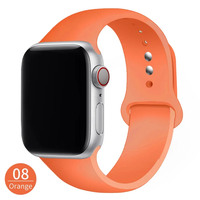 Silicone Strap For Apple Watch Band 42mm 45mm 38mm 44mm 40mm Smartwatch Rubber Sports Watchband Bracelet iWatch series 7 6se 5 4 Orange