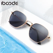Iboode шестигранные солнцезащитные очки для женщин и мужчин, мужские винтажные солнцезащитные очки, фирменный дизайн, солнцезащитные очки, UV400 Oculos Gafas De Sol