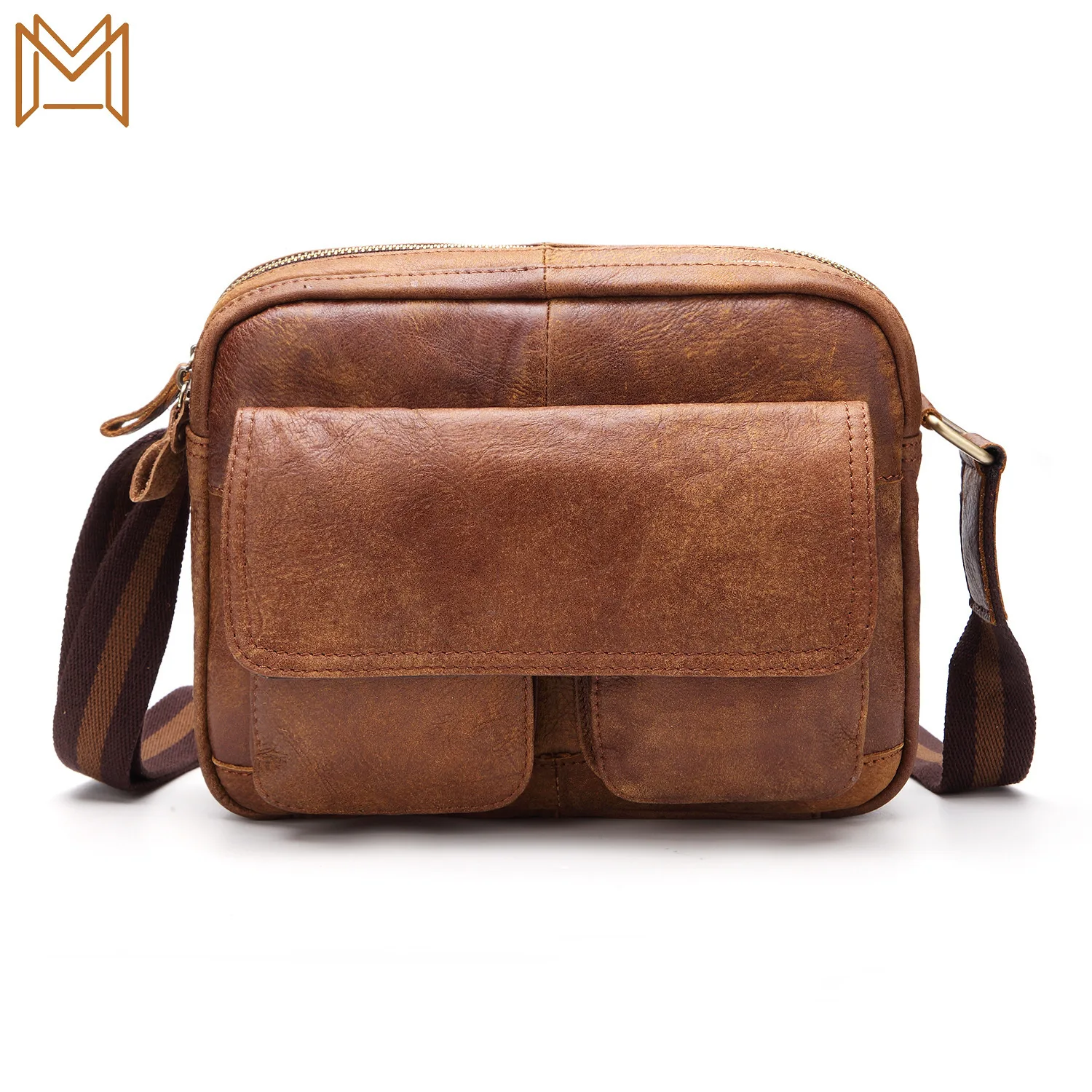 

Leisure Time Genuine Leather Male Package Single Shoulder Package Man Head Layer Cowhide Oblique Satchel Tide Package