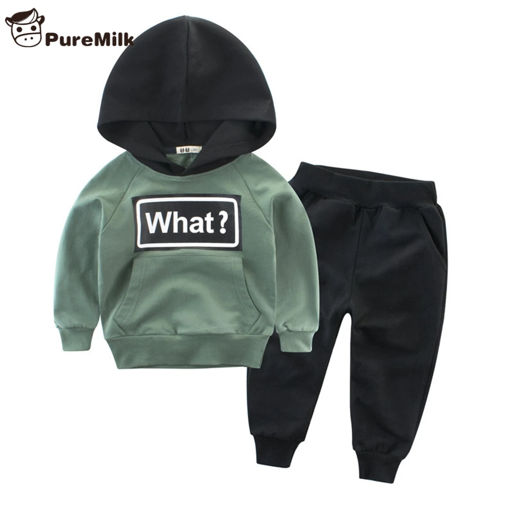 PureMilk Boys Clothes Casual Clothing Cotton Hooded With Pants Casual Kids Clothes
