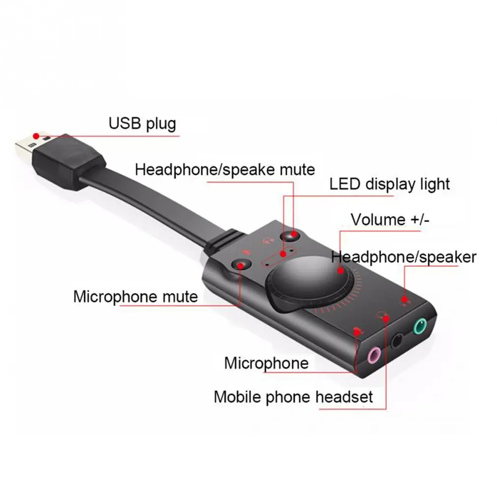 USB адаптер звуковой карты внешний аудио адаптер стерео звуковая карта конвертер 3,5 мм AUX Микрофон Разъем для игровой гарнитуры