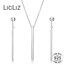 LicLiz, Мода 925, серебряные ювелирные наборы, ожерелье, серьги для женщин, ювелирные наборы из стерлингового серебра, Oorbellen Colar, подарки LS0004