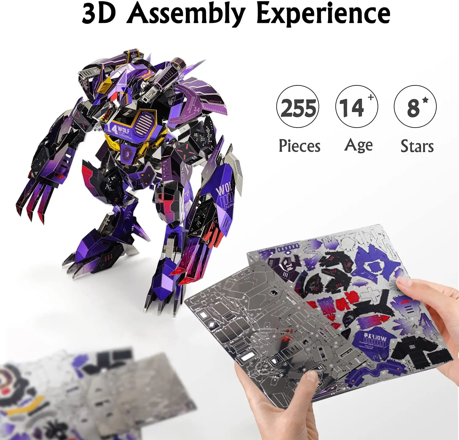 Microworld 3D Metal DIY Animal Puzzle Werewolf Model Kits Jigsaw Christmas Birthday Gifts For Teen Adult Desktop Decoration Toys 2