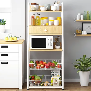 

Modern simplicity Floor type Multi-storey Simple storage rack without hole Creative oven seasoning rack microwave rack