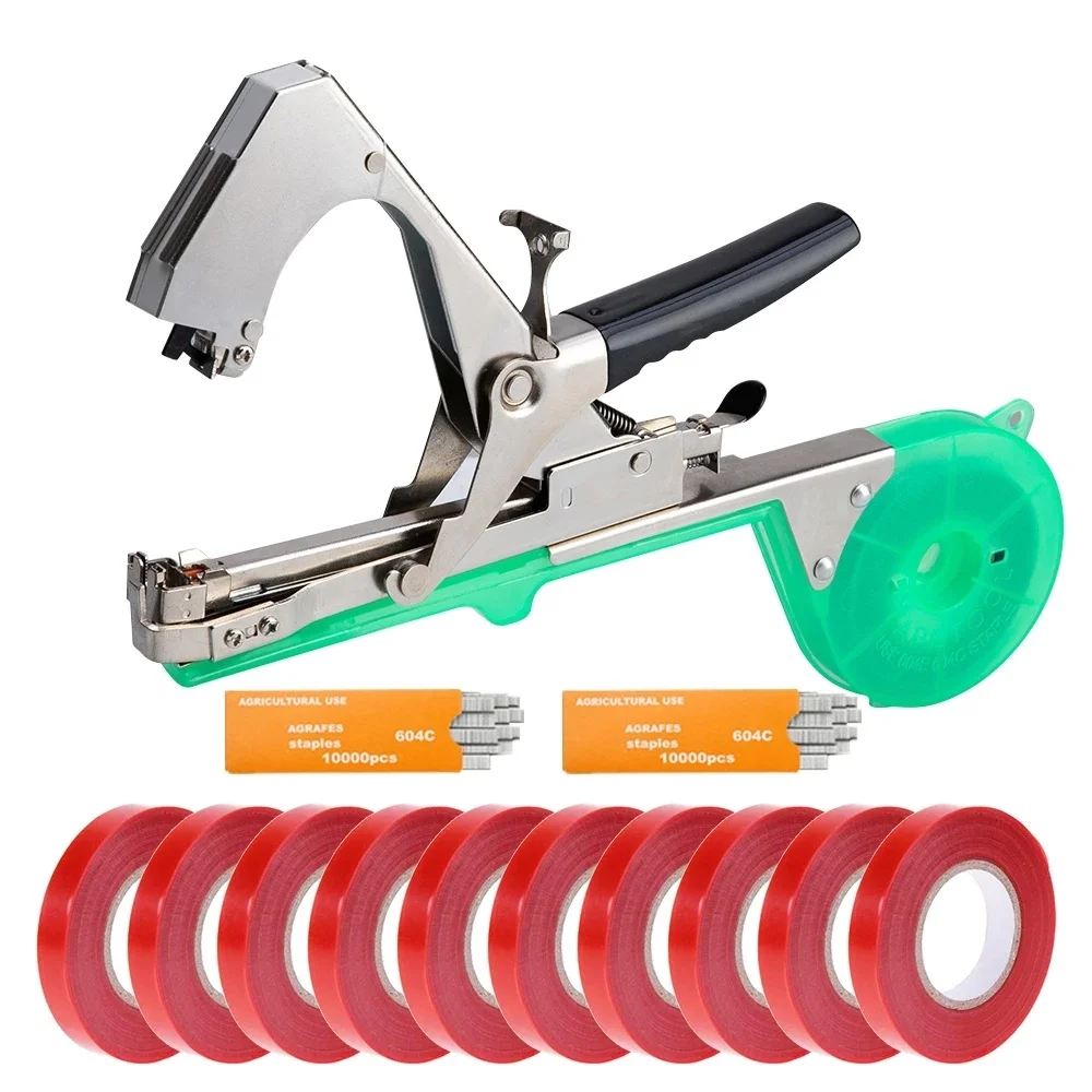 A1 Tying Machine Plant Garden Plant Tapetool Tapener +10 Rolls Tape Set for Vegetable Grape Tomato Cucumber Flower