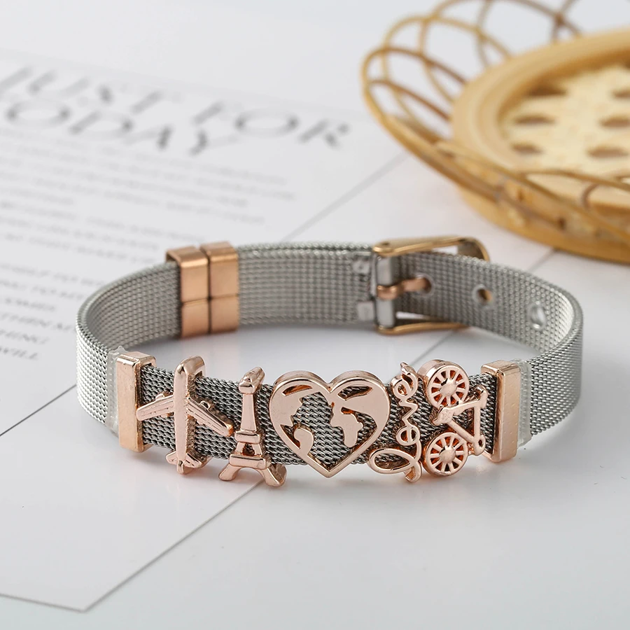 Seialoy Colorful Stainless Steel Mesh Watch Belt Bracelets For Women Men Couple Original Charm Watch Chain Bracelet Bangles Gift Bracelet Jewelry