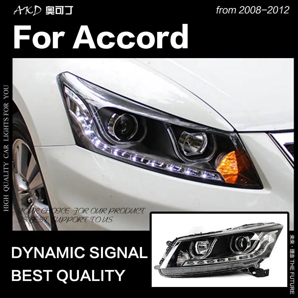 АКД стайлинга автомобилей для Accord светодиодный фар 2008 2012 DRL Hid фара ангельский