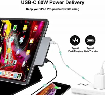 

Multi-Function USB Type C HUB Docking Station Dock Type-C To HDMI 7-In-1 HUB Hub For Ipad USB 3.1 SD TF Card USBC PD Adapter