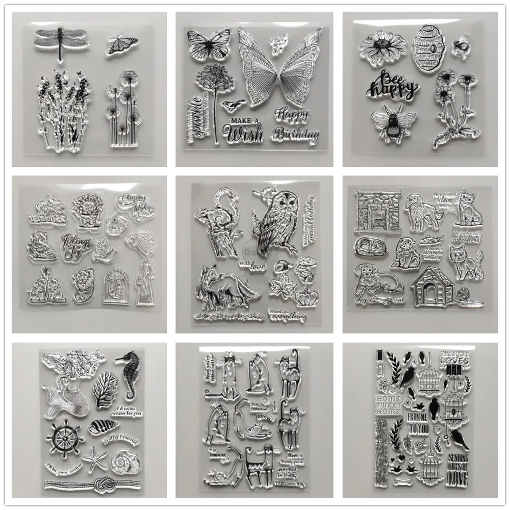 Animals Clear Stamps DIY Scrapbooking Craft Supplies Dogs Silicon Seal Card Photo Album ink pad Cats Stamping