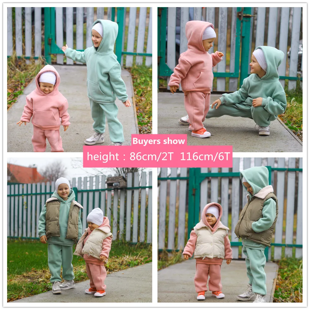 spring Autumn kids Girls Clothes Sets baby 2pcs Winter Children's Pullover+pants For Boys Cotton Tops With Hooded Suits