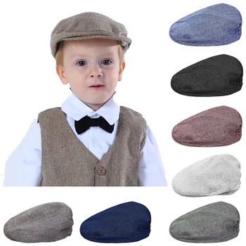 Baby Boys Herringbone Flat Hat Kids Vintage Drivers Hat Toddler Soft With Lining Cap Infant Thick Winter Warm Accessories