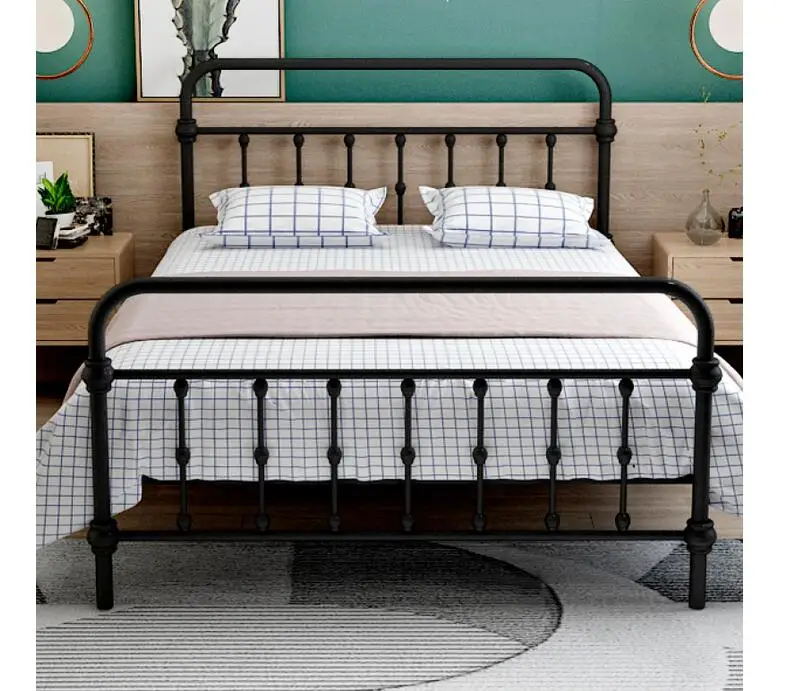Modern simple pastoral European-style iron sheets, apartment, dormitory, iron frame bed, 1.2m, 1.5m, double frame bed