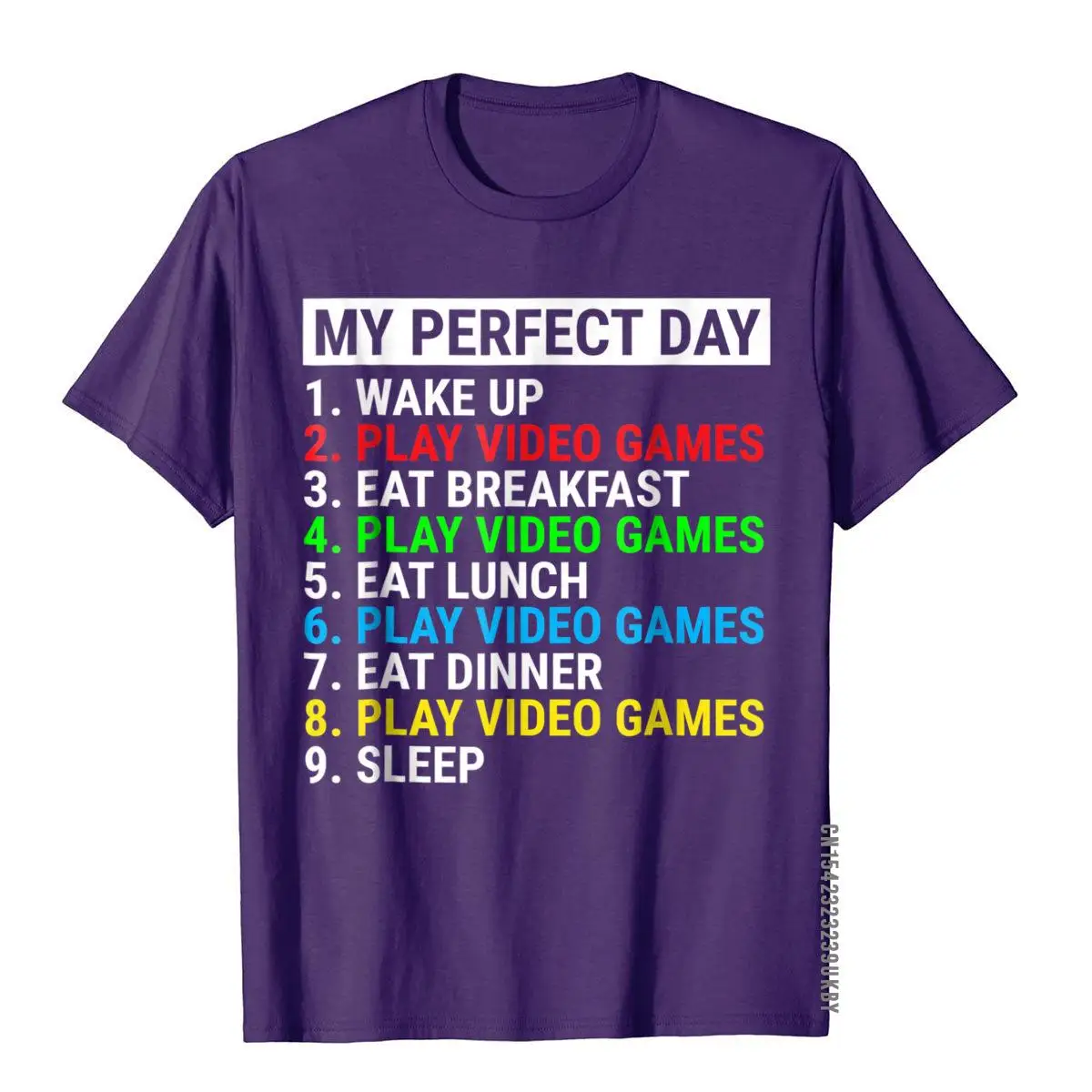 My Perfect Day Video Games T-shirt Funny Cool Gamer Tee Gift__A10859purple