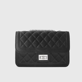 

New 2019 women's bag velvet ringer embroidery single-shoulder bag chain women's single-shoulder bag cross-body small square bag