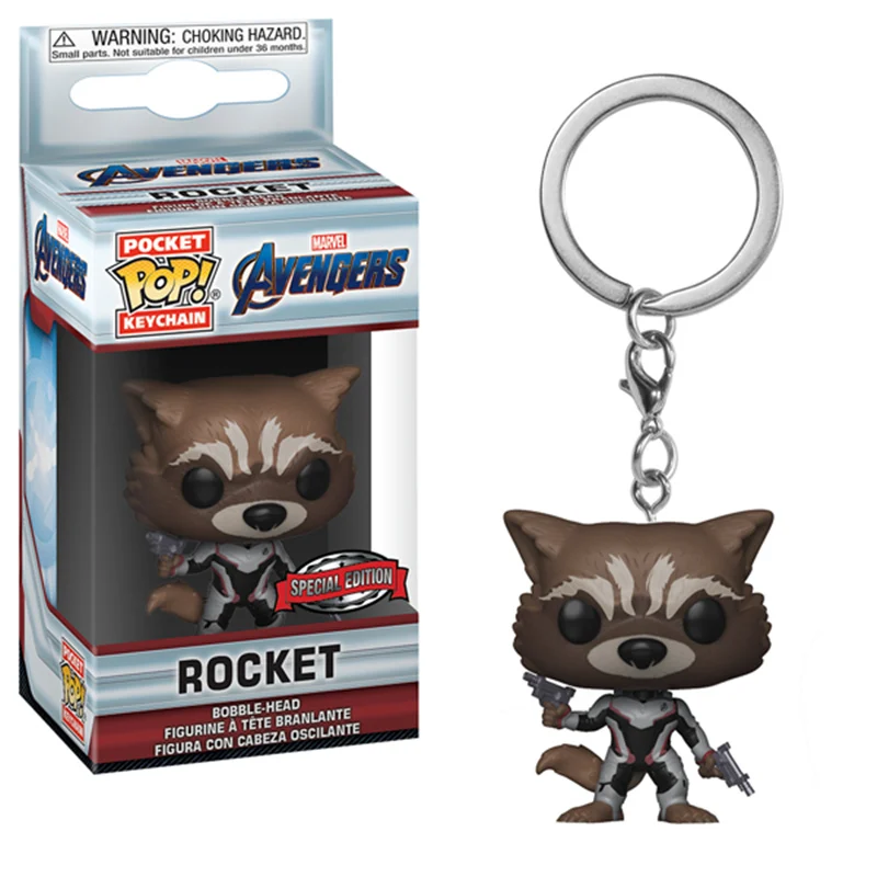 Rocket 4 FUNKO POP с героями комиксов Марвел, Карманный Брелок для ключей POP официальный Мстители супер героев, движущаяся фигурка, Коллекционная модель елочных игрушек - Цвет: Rocket 4