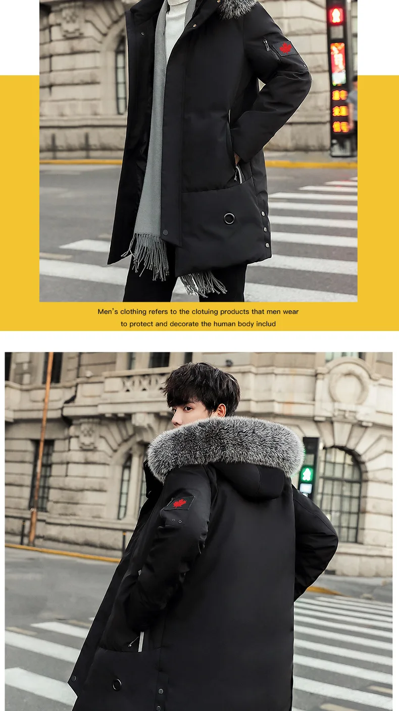 Down Jacket Men Winter New Style Mid-length Casual Large Fur Collar Coat Fashion Trend Handsome Hot Selling 838