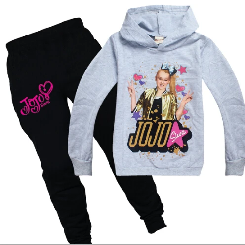 JOJO SIWA/комплект одежды, спортивные костюмы для девочек, толстовка+ Хлопковые Штаны, одежда для малышей, одежда для детей, 2 предмета Подростковая толстовка, костюм на День Благодарения - Цвет: color at picture