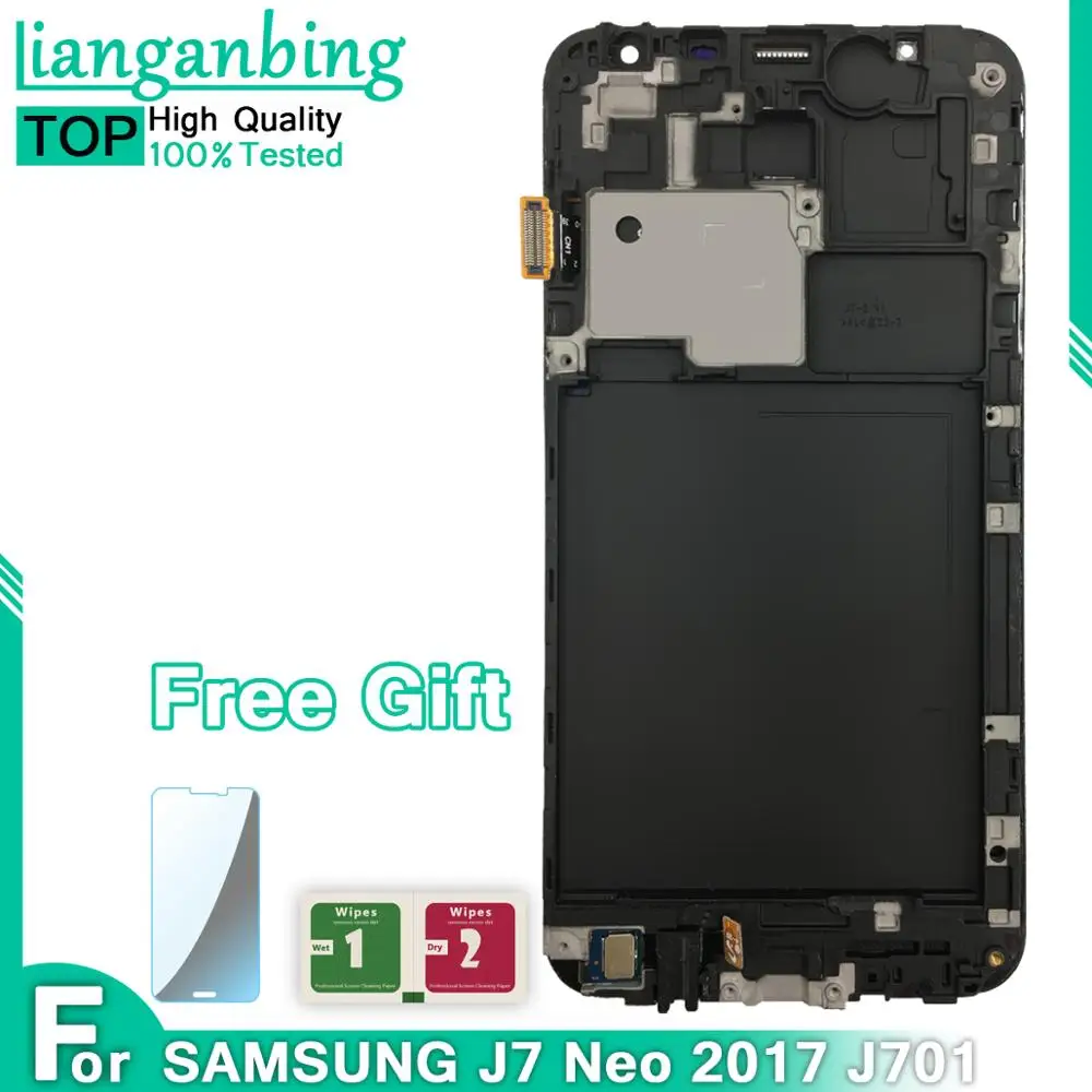 ЖК дисплей AMOLED для Samsung Galaxy J7 neo J701 J701F J701M J701MT с сенсорным экраном и рамкой в сборе
