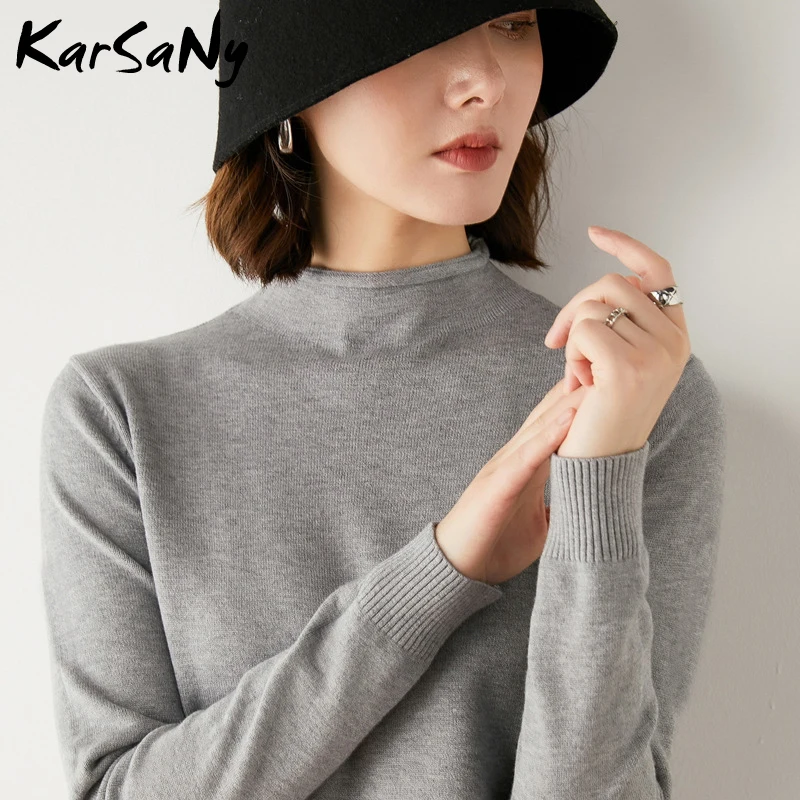 

Women Sweater 2021 Autumn Winter Turtelneck Warm Sweaters For Women Jumper Autumn Solid Blue Women's Pullover Sweater Knit Top