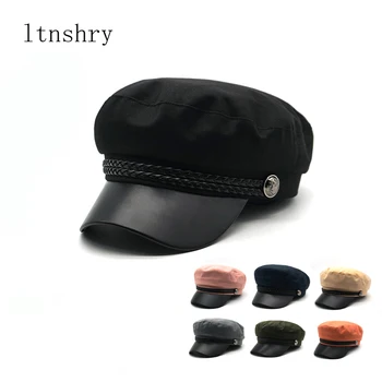 2019 New High Quality Casual Military Cap Man Woman Cotton Beret Flat Hats Captain Cap Trucker Vintage Black Sport Dad Bone Male