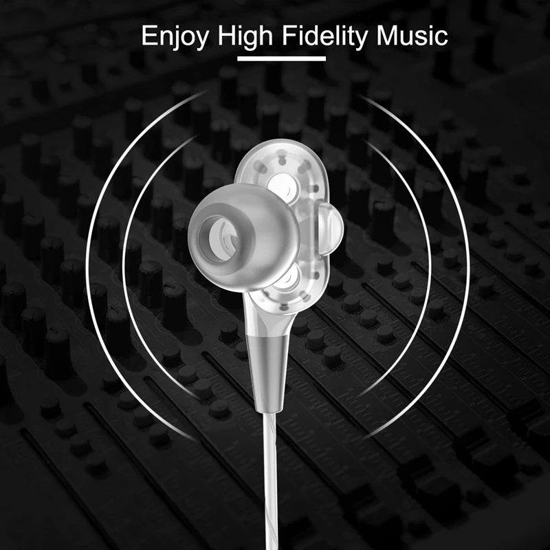 Проводная гарнитура с супер басами шумоизоляция HIFI 3,5 мм двойной привод стерео наушники-вкладыши с микрофоном компьютерные наушники для Pho