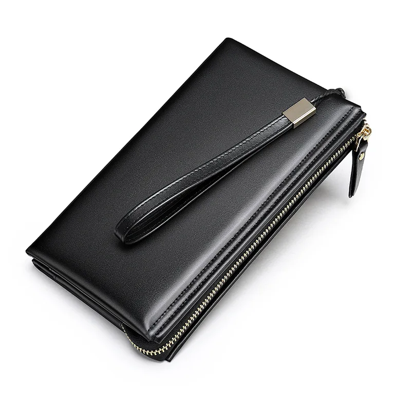 

High Quality Genuine Leather Men Wallet Long Cowhide Multiple Cards Holder Clutch Male Purse Standard Wallets With Phone Holder