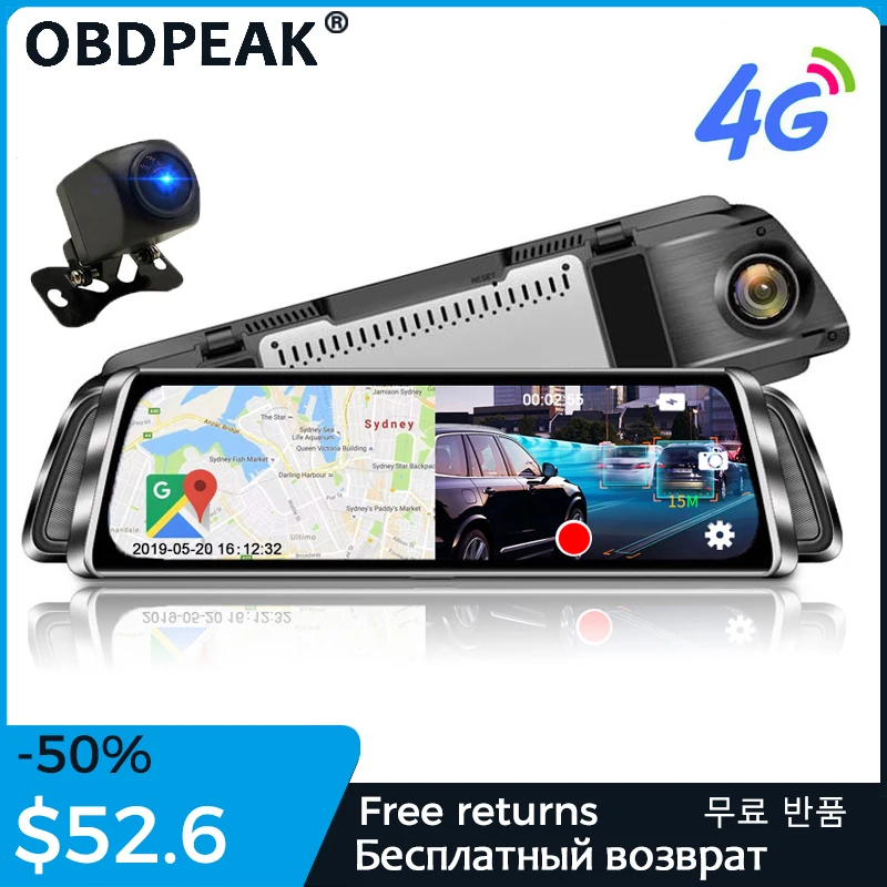 Автомобильный видеорегистратор 4G ADAS 10 &quotAndroid SmartStream Media зеркало заднего вида FHD