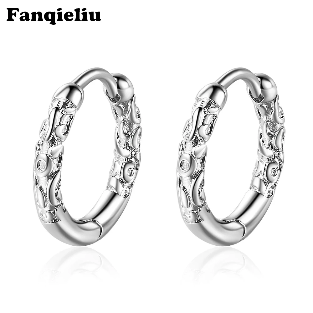 

Fanqieliu Metal Rod Woman Hoops Circle 925 Sterling Silver Earrings Casting Pattern Hoop Earrings For Women FQL20221