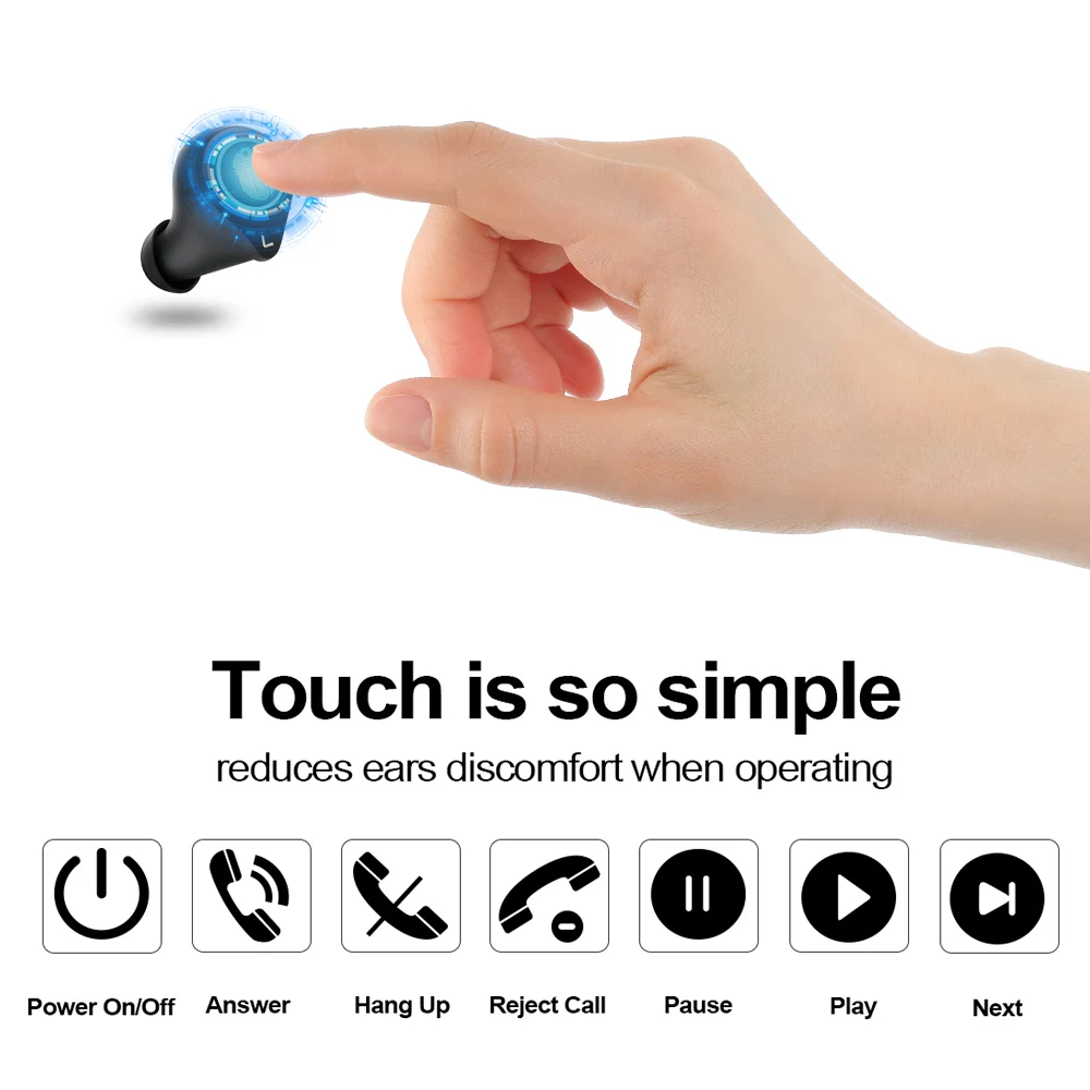 ALWUP Bluetooth наушники HIFI aptX IPX7 Беспроводные с сенсорным управлением беспроводные 5 0