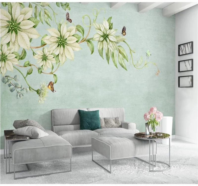 XUE SU Large custom home decoration wallpaper mural modern minimalist hand-painted retro flower plant TV background wall plants for the people a modern guide to plant medicine