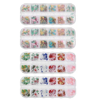 

4 Boxes Creative Pretty Exquisite Fashion Practical Christmas Nail Glitter Christmas Nail Sequins Nail Art Sticker Manicure Sequ