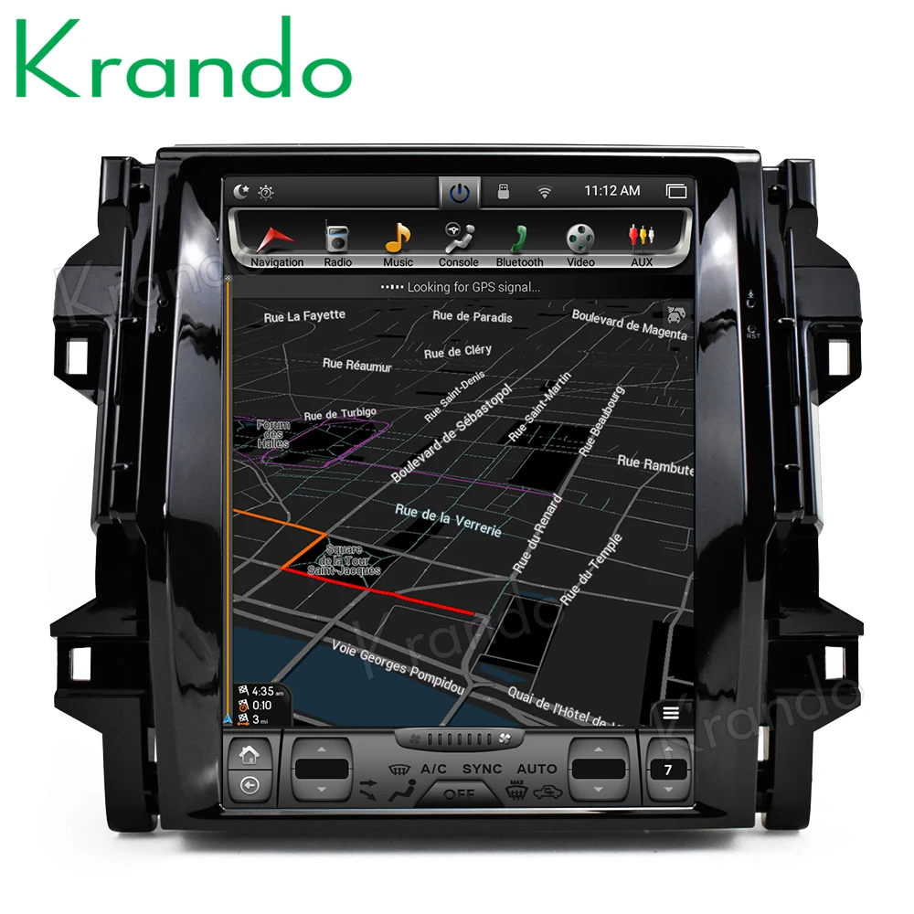 Top Krando Android 7.1 12.1" Tesla Vertical touch screen car dvd radio player for Toyota Fortuner 2016+ navigation system bluetooth 2