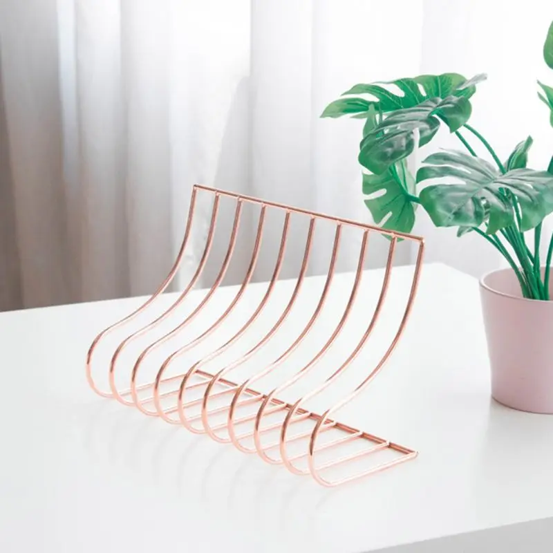 

10 Grid File Storage Shelf Book Stand Bookend Wrought Iron Organizer Office Home