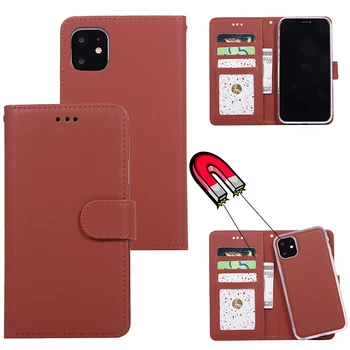 

500pcs 2 in1 Magnetic Detachable Leather Wallet Case For iPhone 11 Pro Max XS XR X 8 7 6 6S Plus Removable Retro Slim Thin Cover
