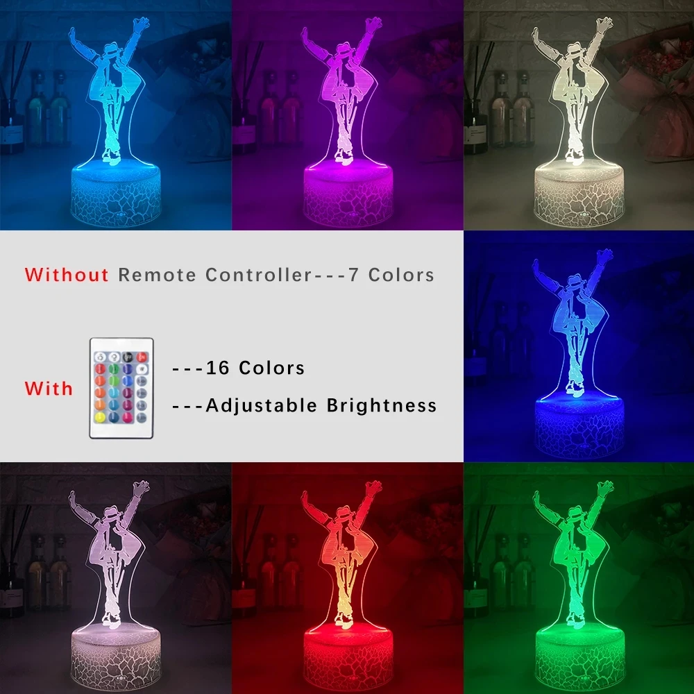3D Illusion LED 16 Color Changing Night light Michael Jackson Dancing Figure USB 3D Illusion LED 16 Color Changing Night light Michael Jackson Dancing Figure USB